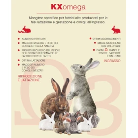 Mangime pellet conigli riproduttori e all'ingrasso Kx Omega - sacco 25 kg - Raggio di Sole