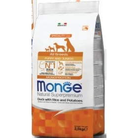 Monge Superpremium Puppy/Junior Anatra, Riso e Patate 2,5 kg