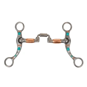 Morso correttivo Pool's in ferro con rulli rame e perle turchesi - 12,5 cm