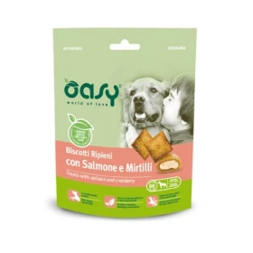 Oasy Biscotti ripieni snack per Cani - Salmone e Mirtilli