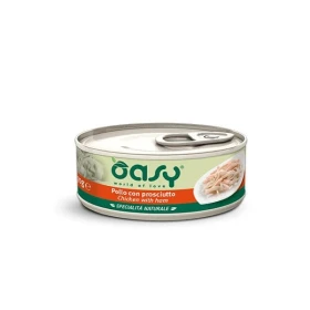 Oasy Specialità Naturale Lattine - Umido per Gatti - 150 gr / Pollo e Prosciutto