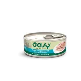 Oasy Specialità Naturale Lattine - Umido per Gatti - 150 gr / Tonno e Gamberetti