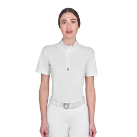 Polo training donna slim fit Equestro con zip e strass