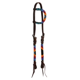 Pool's Briglia Western in cuoio oliato con perline Serape - Unica Testa di Moro
