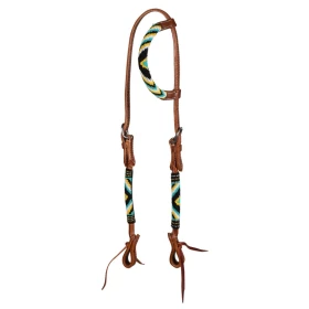 Pool's Testiera Western in Cuoio con Perline Multicolor (1 orecchio)