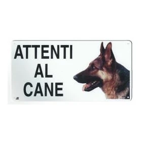 Record Targa Med "Attenti al Cane" Pastore Tedesco 20x10 cm