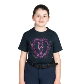 T-shirt bambina Horse Lover Equestro in cotone