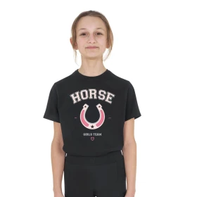 T-Shirt bambina Horse Team Equestro in cotone