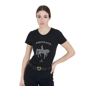 T-shirt donna slim fit Dressage con strass - Equestro