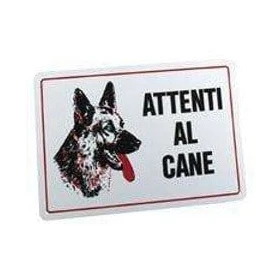 Targa Segnaletica `` Attenti Al Cane`` Colore Bianco