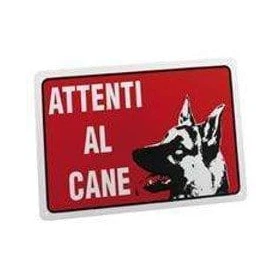 Targa Segnaletica ``ATTENTI Al Cane`` Colore Rosso