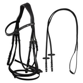 Testiera Dressage Hemelite Supreme in cuoio con redini in gomma