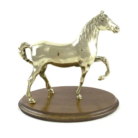 Trofeo Cavallo in Ottone con Base in Legno - Umbria Equitazione