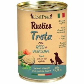 Unipro Rustico Trota, Riso e Verdure 400 g - Alimento umido per cani