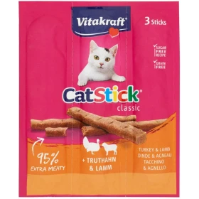 Vitakraft Cat-Stick Tacchino e Agnello per Gatti, 3 pz (18 g)