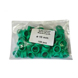 Anelli Plastica spirale zampe Piccioni - Diam 10 mm - Verde / 100 Pz.