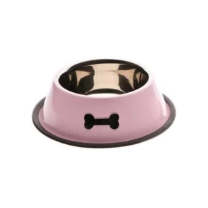 Ciotola per cane Ferribiella rosa XL in acciaio inox