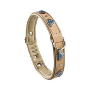 Collare in pelle per cani Giotto con borchie beige