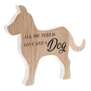 Decorazione cane in legno con scritta