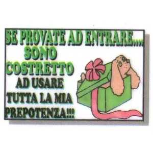 Targa Segnaletica Umoristica ``Se provate ad entrare sono costretto ad usare tutta la mia prepotenza``