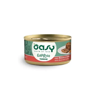 Oasy Wet Cat CAPRICE - Terrina con MANZO E CAROTE Lattina 85 gr 