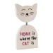 Decorazione gatto con molla in legno con scritta Home is where the Cat is