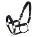 Equestro Cavezza in cuoio con inserti in nylon intrecciato - Cob Nero/Blu Navy