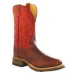 Stivali Western Old West Bicolore Marrone-Rossiccio A Punta Tonda - Taglia 38