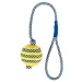 Palla con corda per cane Trixie fosforescente gialla con maniglia