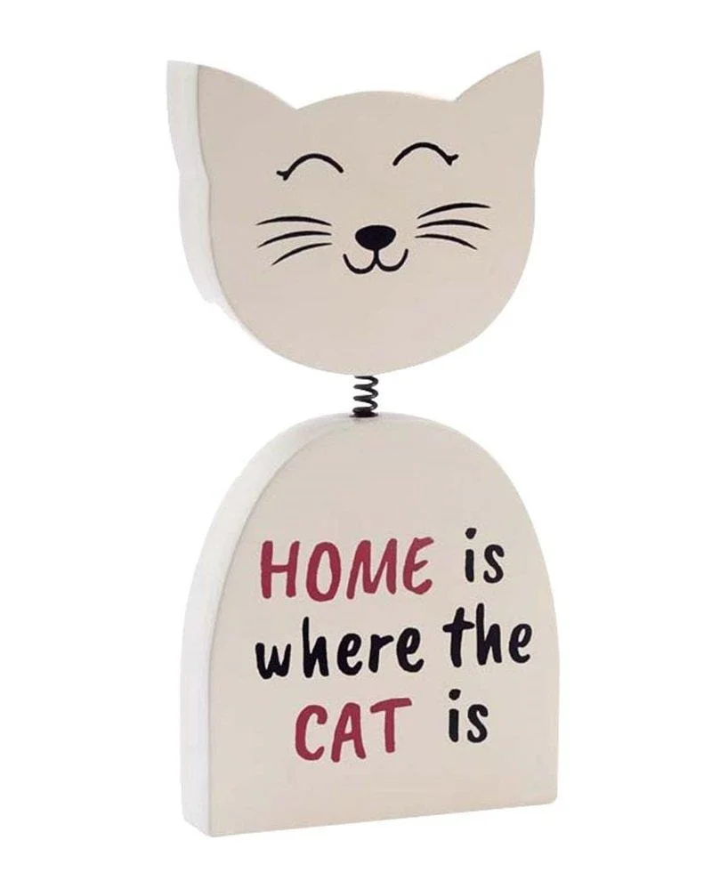 Decorazione Gatto con Molla in Legno Home - Petmuffin