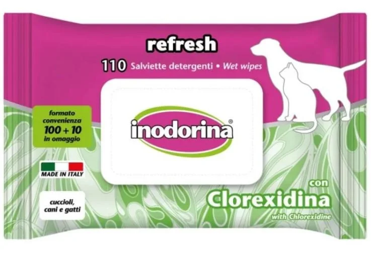 Inodorina Salviette Refresh Clorexidina - Confezione 110 salviette