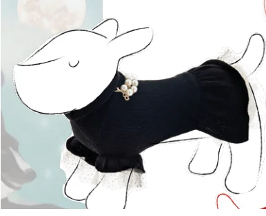 Ferribiella Maglioncino Luna nero con perle e tulle - taglie 24-43 cm