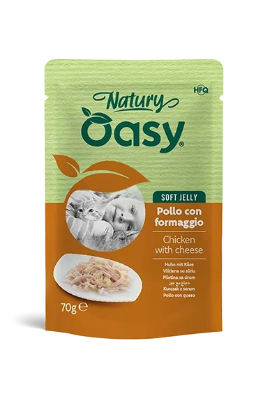 Oasy Natury Soft Jelly Pollo e Formaggio Umido per Gatti