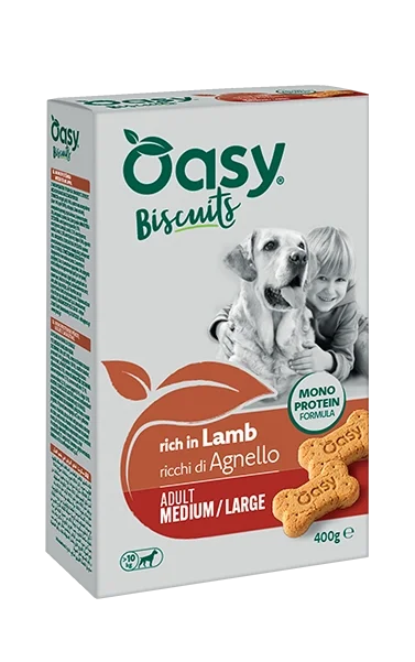 Oasy Monoproteico Biscotti Adult Medium Large Agnello Snack per Cani 400 g
