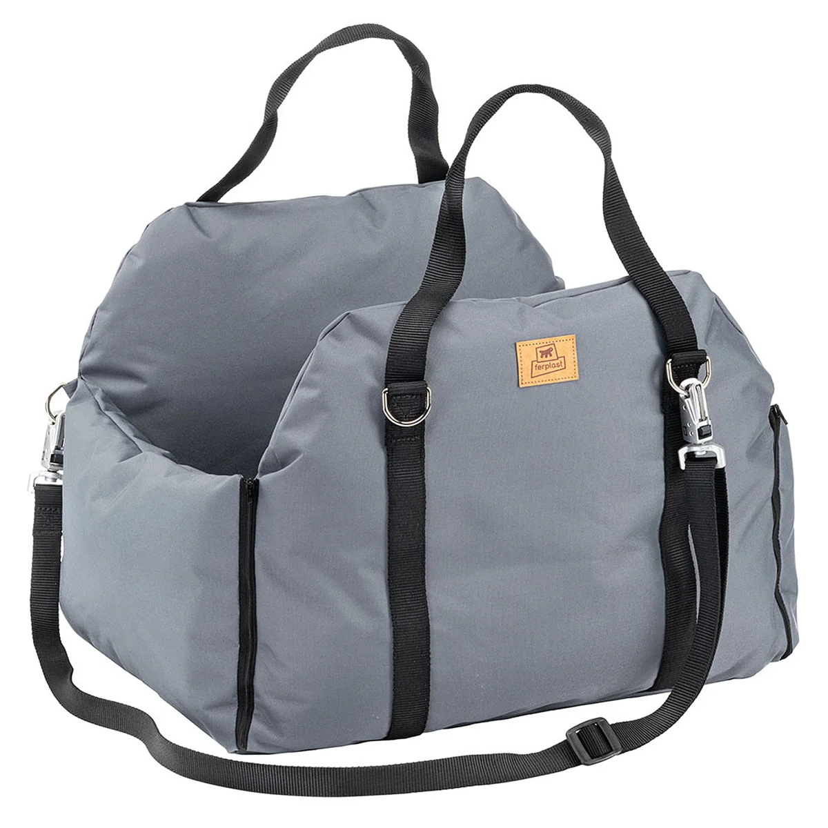 Ferplast Borsa Cruiser in nylon per cani, grigia, 52 x 46 x h 35 cm