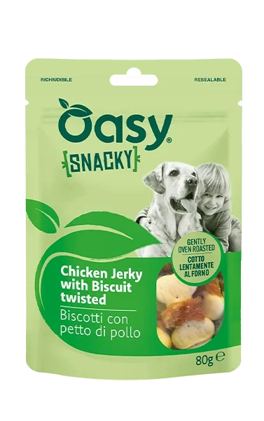 Oasy Snacky Biscotti con Petto di Pollo Snack per Cani 80 g