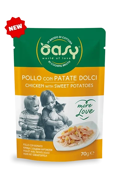 Oasy More Love Pollo con Patate Dolci Umido per Gatti 70 g
