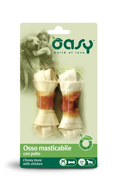Oasy Bony Osso Masticabile con Pollo Taglia M Snack per Cani 56 g