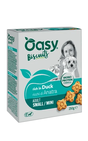 Oasy Monoproteico Biscotti Adult Small Mini Anatra Snack per Cani 250 g