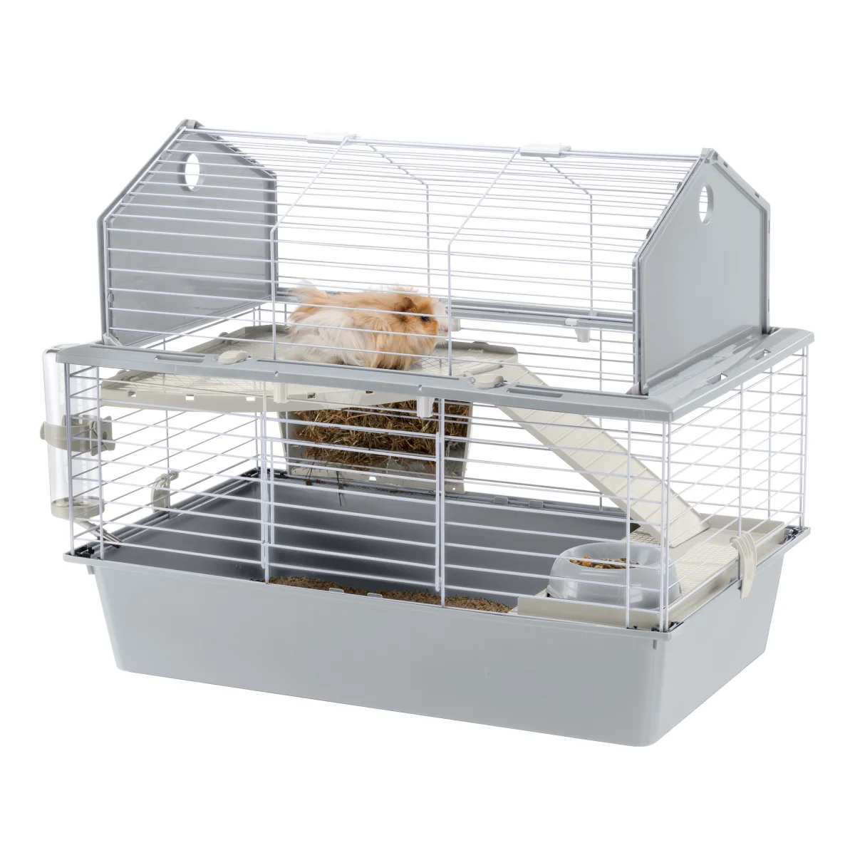 Ferplast Gabbia Barn 80 in metallo per conigli con accessori, grigia, 78 x 48 x h 65 cm