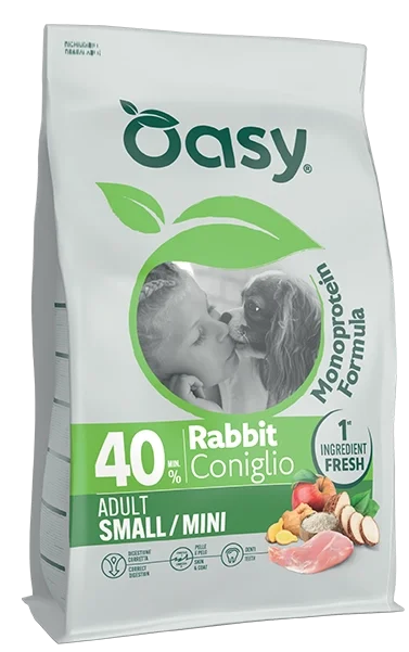 Oasy Monoproteico Adult Small Mini Coniglio Crocchette per Cani