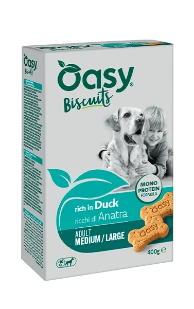 Oasy Monoproteico Biscotti Adult Medium Large Anatra Snack per Cani 400 g