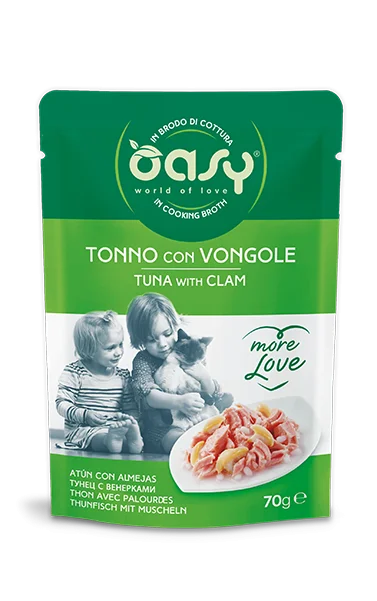 Oasy More Love Tonnetto con Vongole del Pacifico Umido per Gatti 70 g