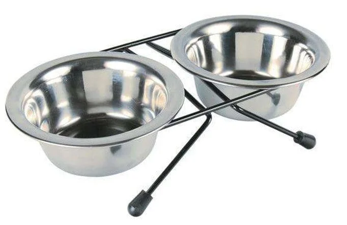 Portaciotole per cani Trixie con 2 ciotole inox