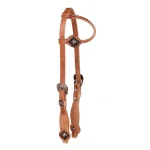 Berlin Custom Leather - Testiera One Ear in Cuoio Oliato con Fibbia Floreale e Concho Diamante - Unica Oliato