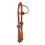 Berlin Custom Leather Testiera Western One Ear in Cuoio Oliato con Fibbia e Concho Floreali - Unica Oliato