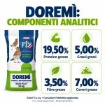 Doremì - proteine 19,5%, grassi 5%, fibre 3,5%, ceneri 7%