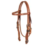 Testiera Western Berlin Custom Leather con Fibbia in Rame e Concho a Croce - Unica Cuoio Naturale