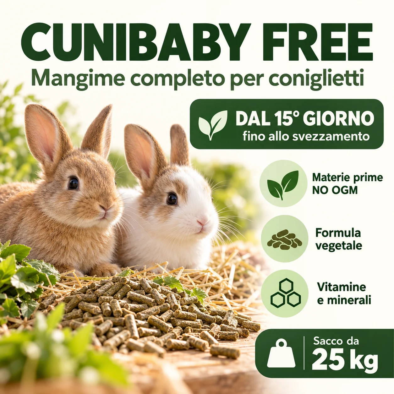 Cunibaby Free 25 kg - caratteristiche per coniglietti