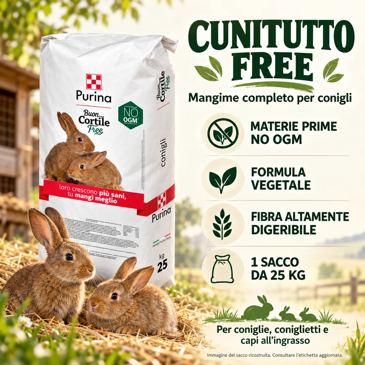 Cunitutto Free 25 kg - caratteristiche del mangime